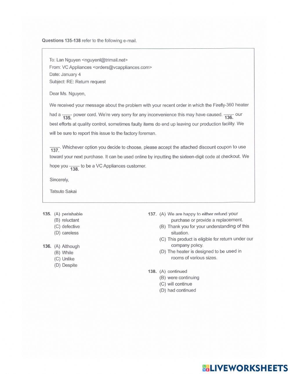 TOEIC - FINAL TEST 1 - PART 6