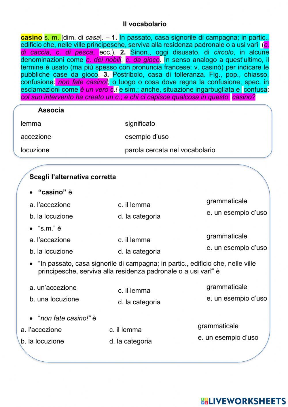 Il vocabolario