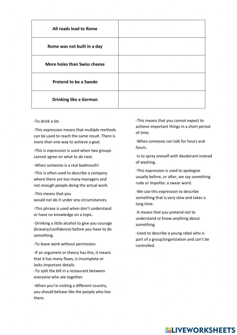 National Stereotypes: Idioms and Phrases