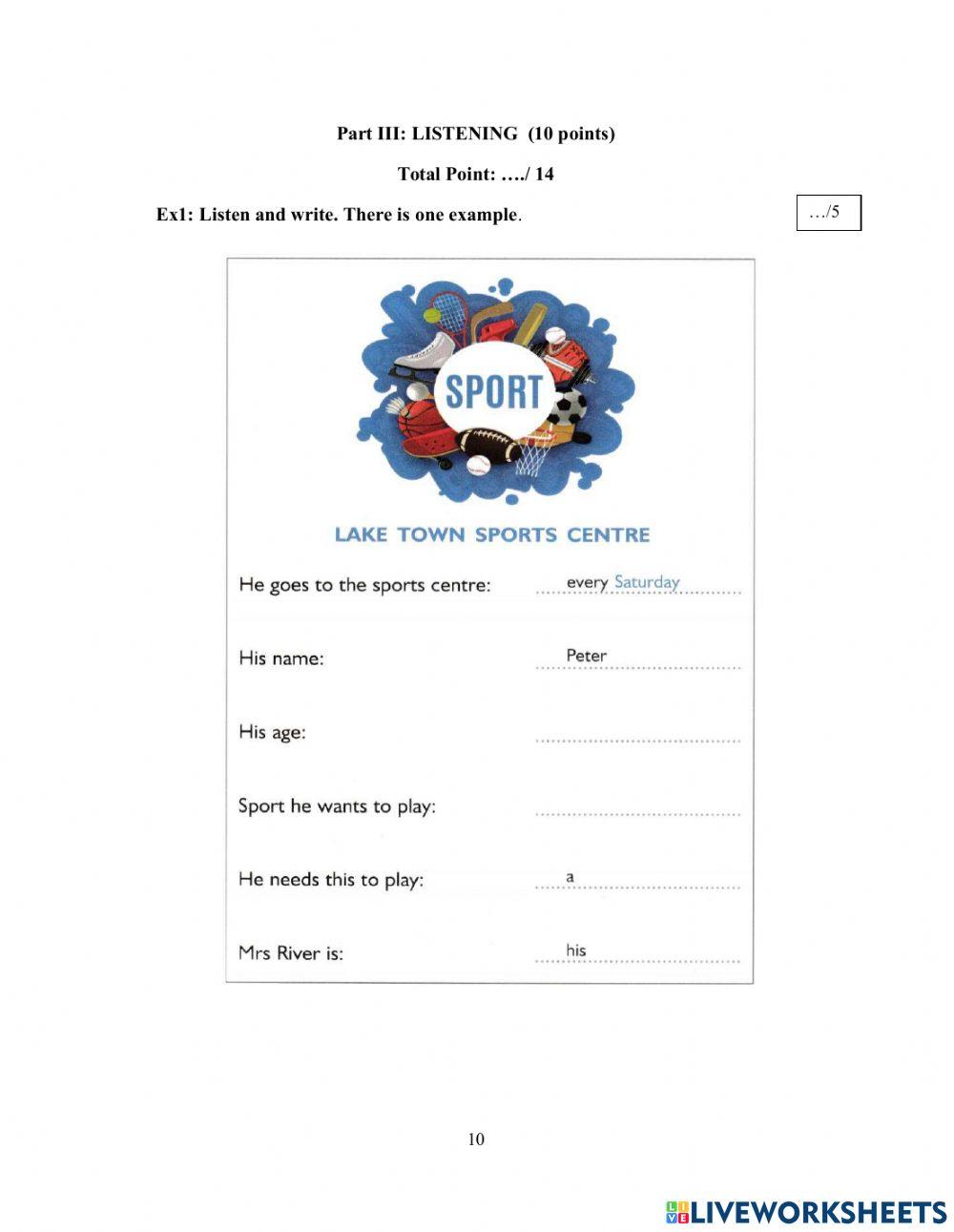 Ds - Fa3 - Test 1 Listening