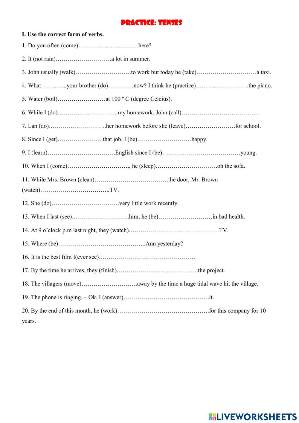 Mixed tenses-grade 11