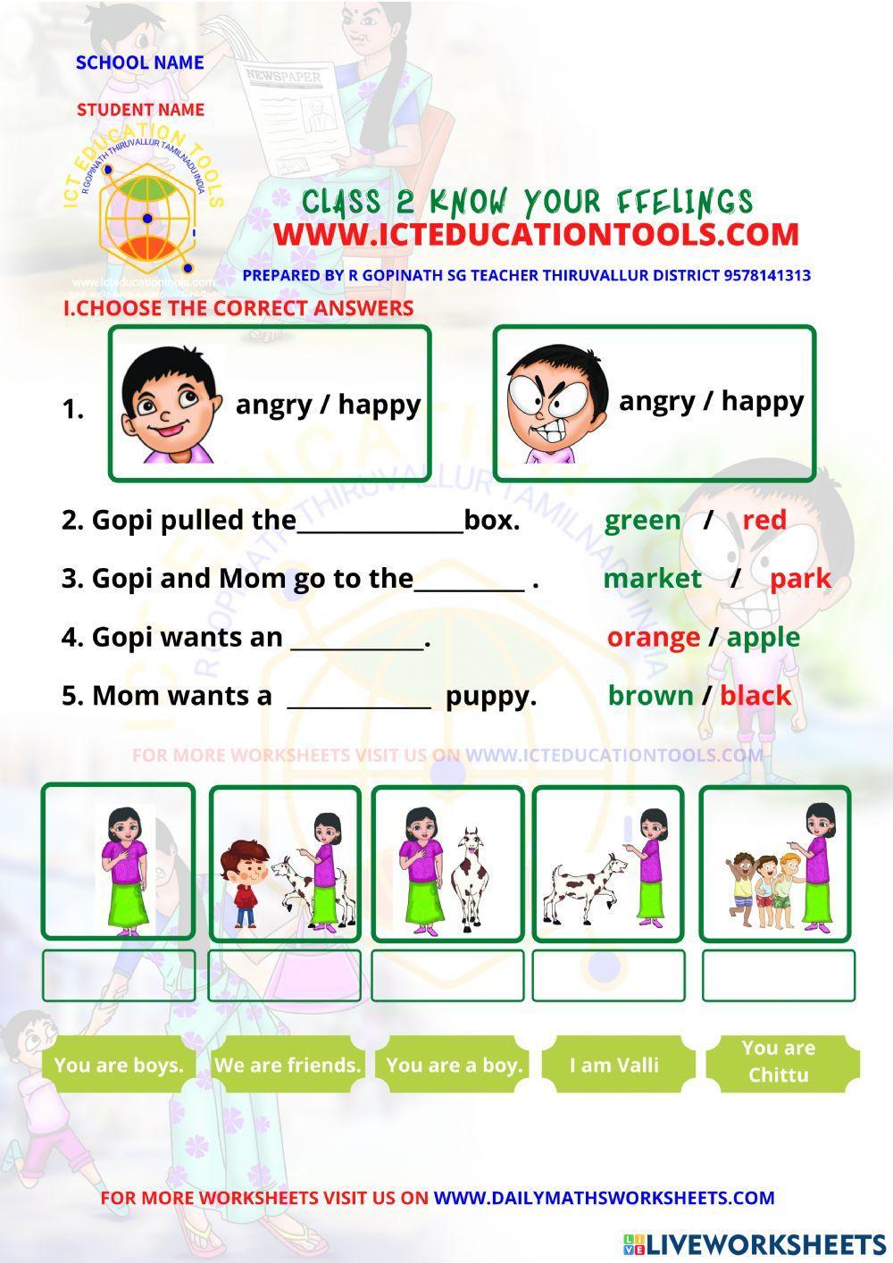 Std 2 english know your feelings