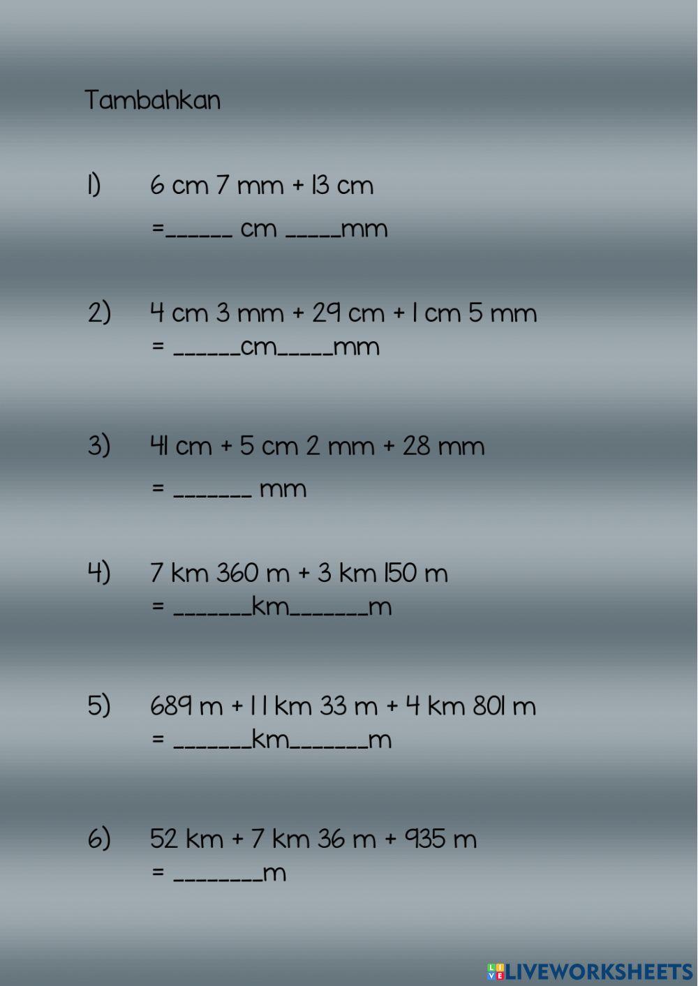 Tambah ukuran panjang