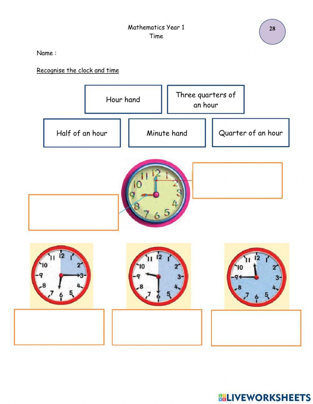 Recognise the clock and time