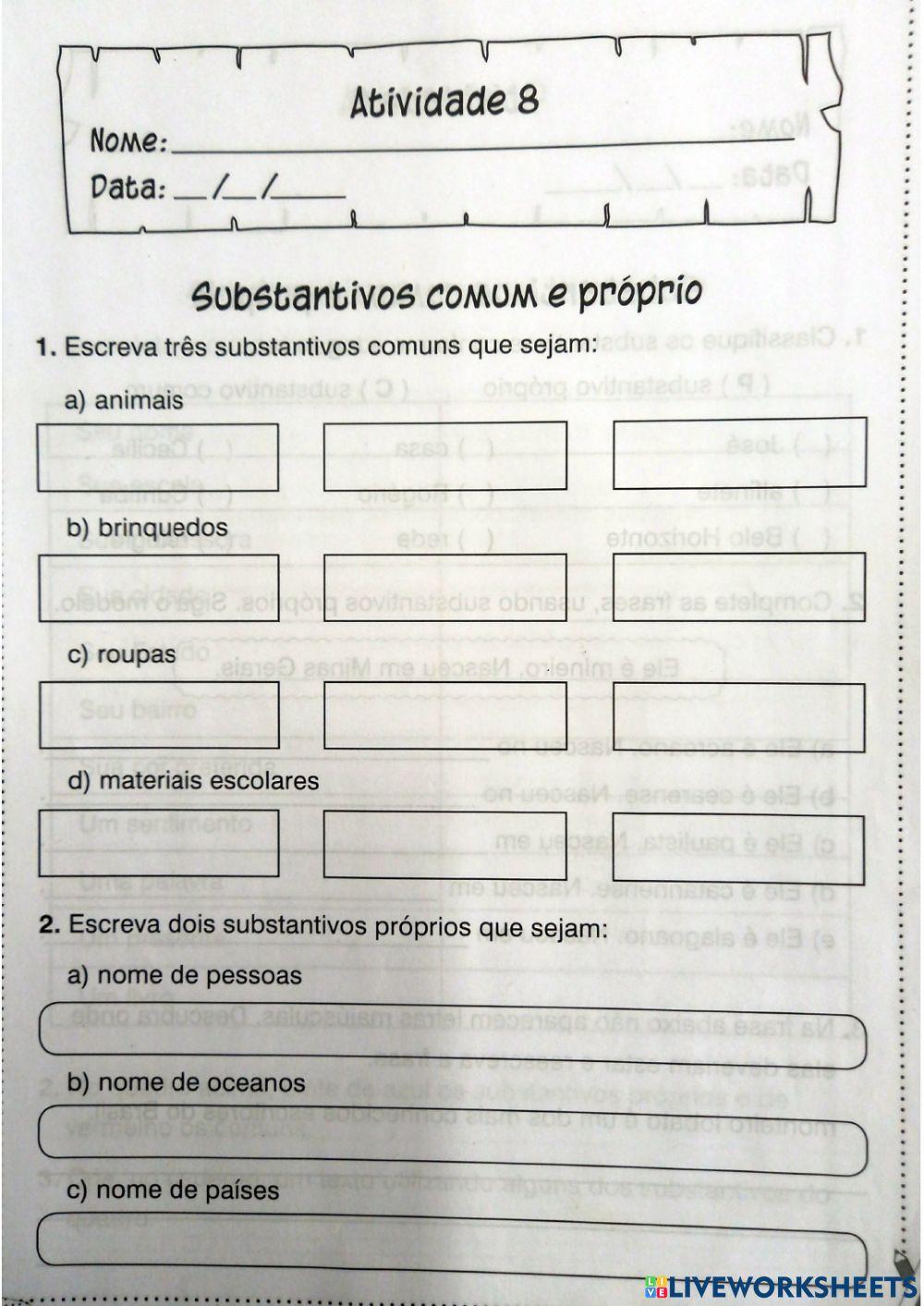 Substativo próprio e comum