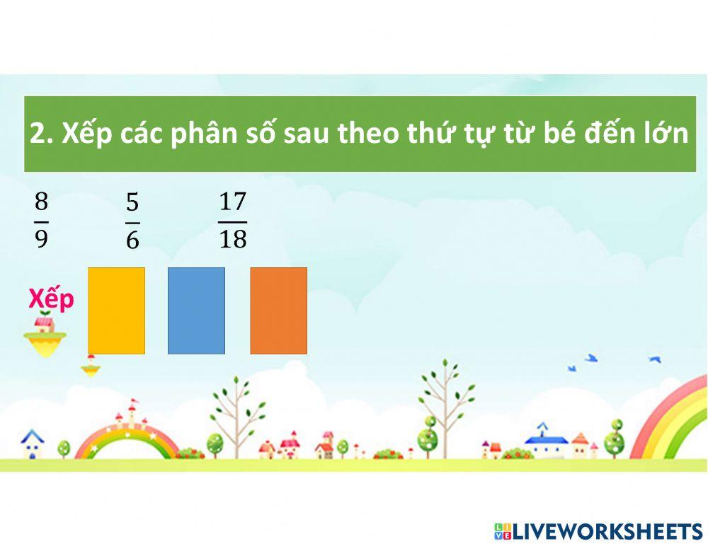 Toan 5 so sanh phan so worksheet live worksheets