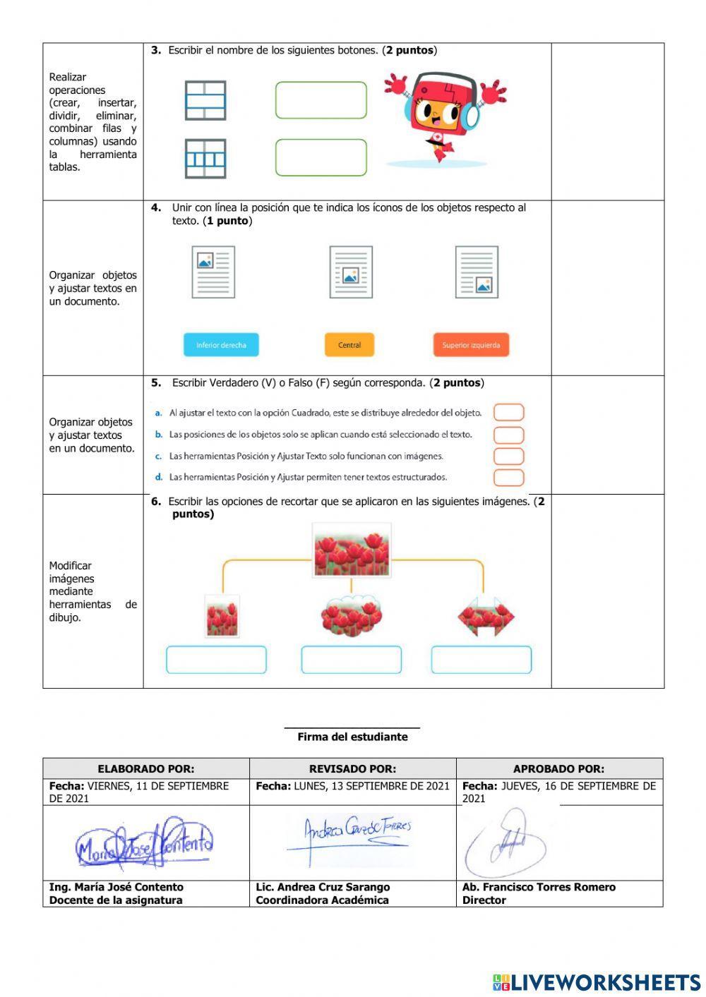 Evaluación de Computación Sexto del Tercer Parcial del Primer Quimestre