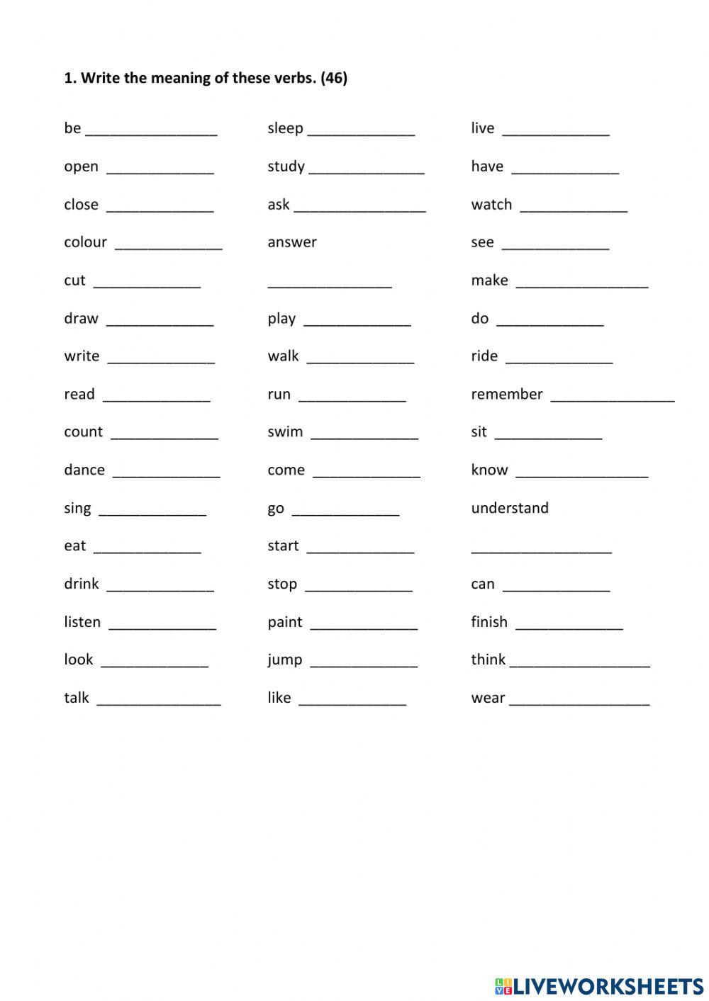 46 verbs write the meaning