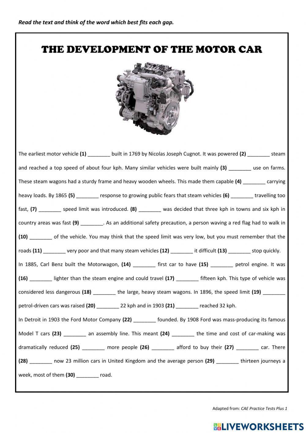 The Development of the Motor Car