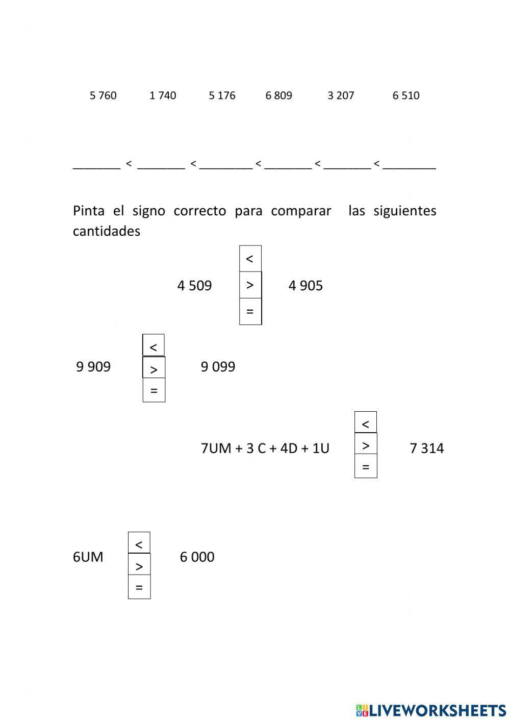 Comparacion de cantidades