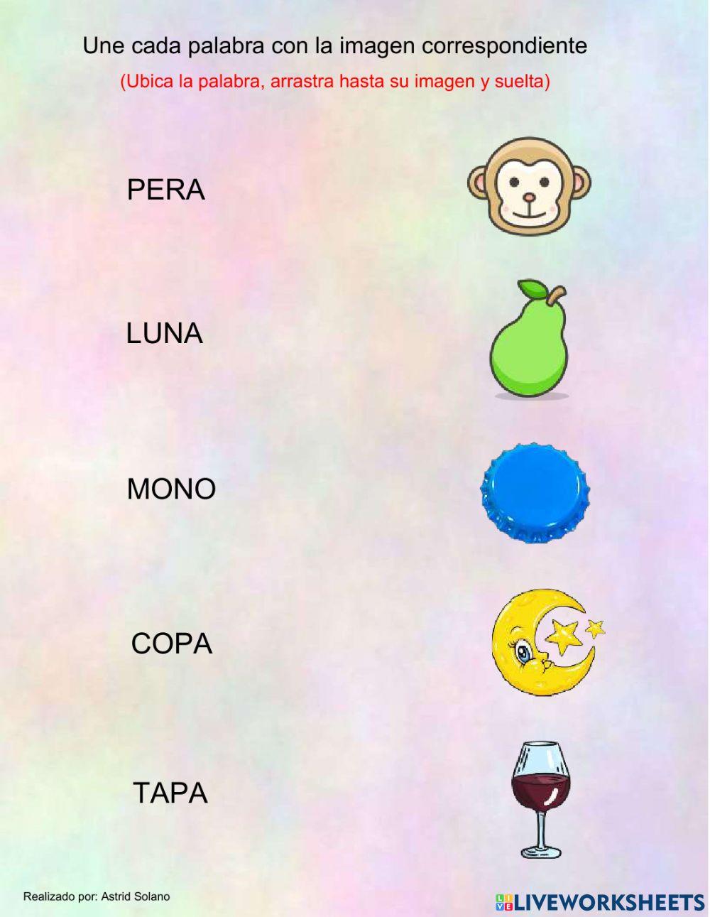 Unir palabras con la imagen correspondiente