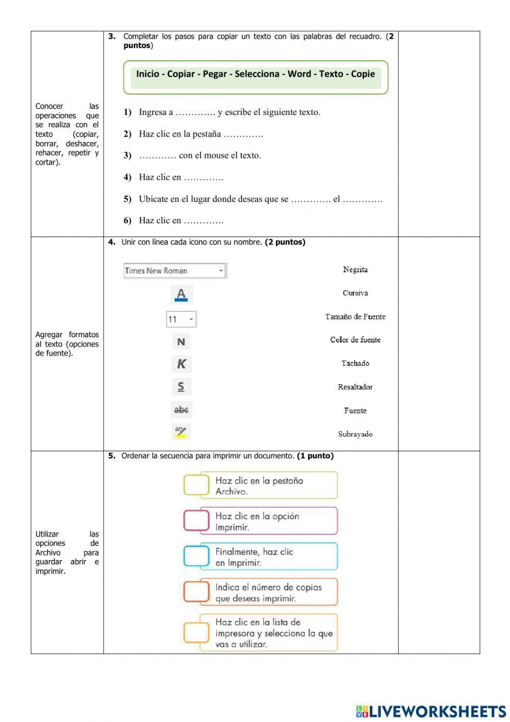 Evaluación de Computación Tercero del Tercer Parcial del Primer Quimestre