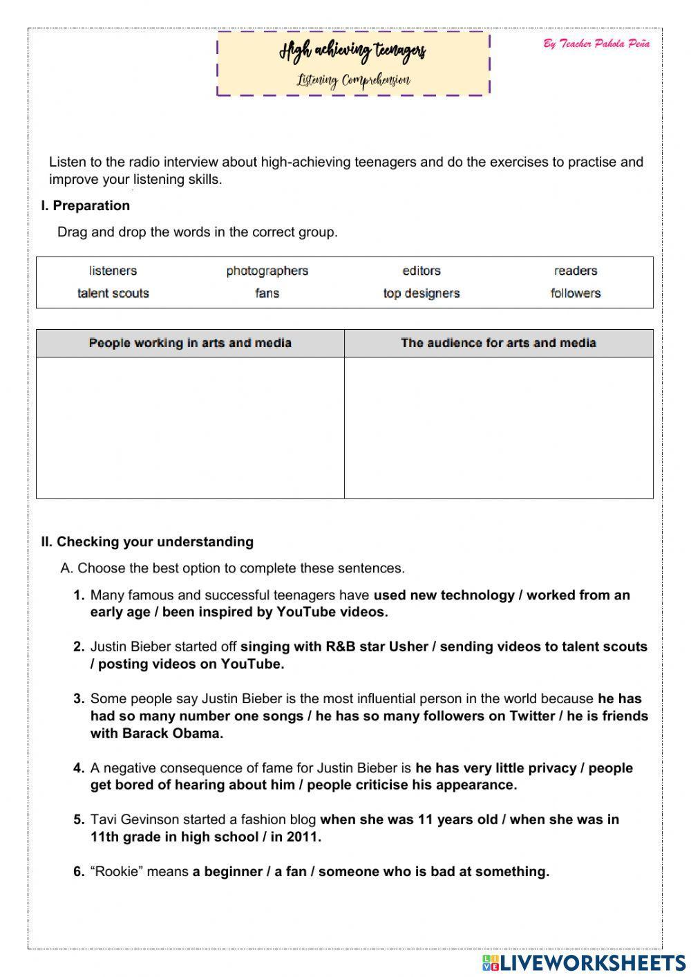 High achieving teenagers