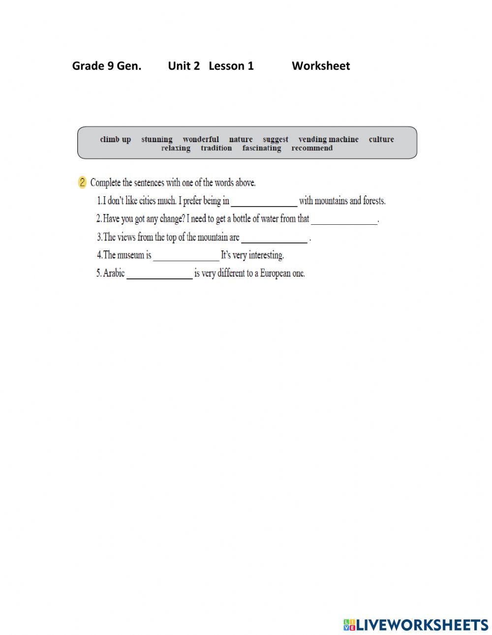 Unit 2 Lesson 2 Voc.