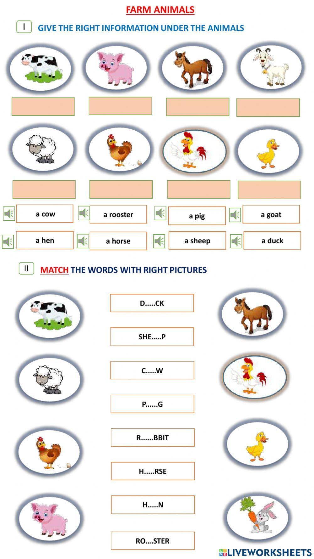 Farm animals for kids