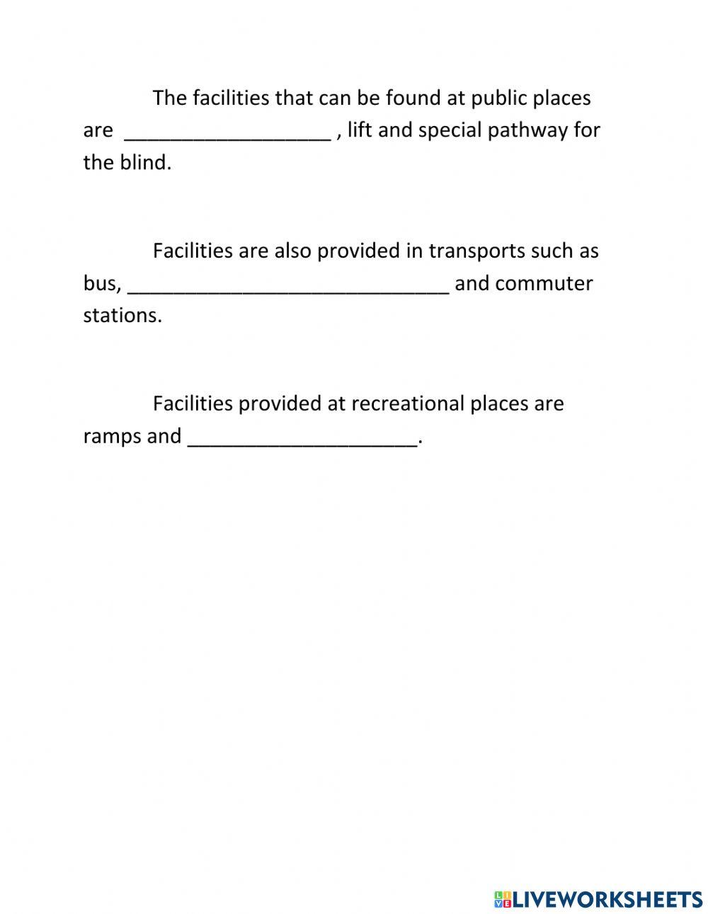 Facilities for disabled