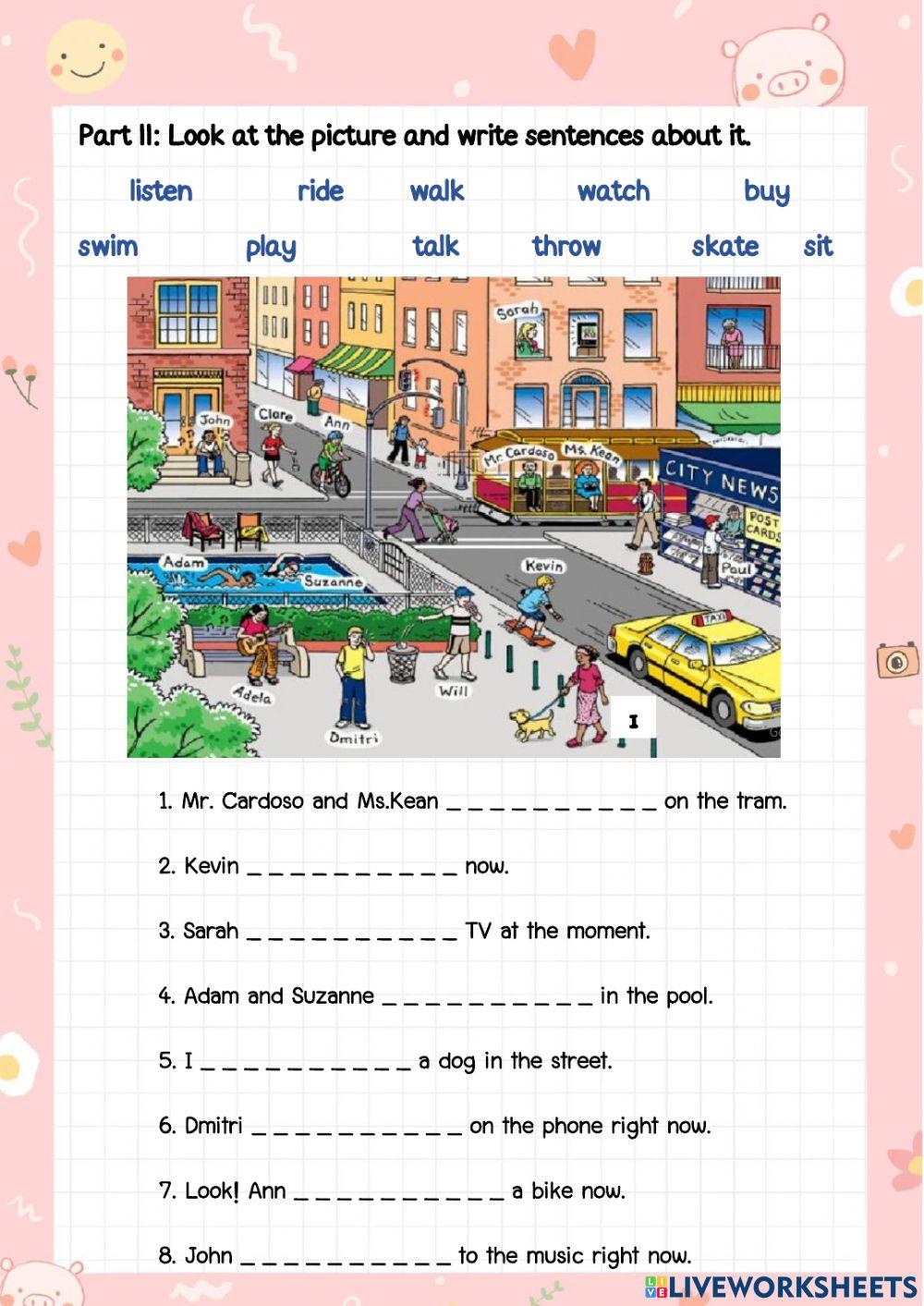 Present continuous tense for 10th grade