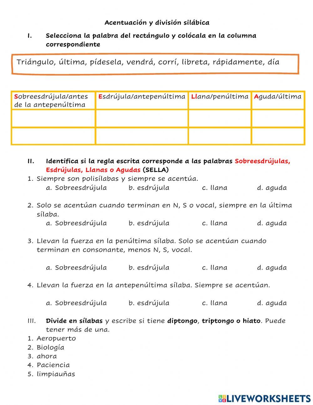 Acentuación y división silábica