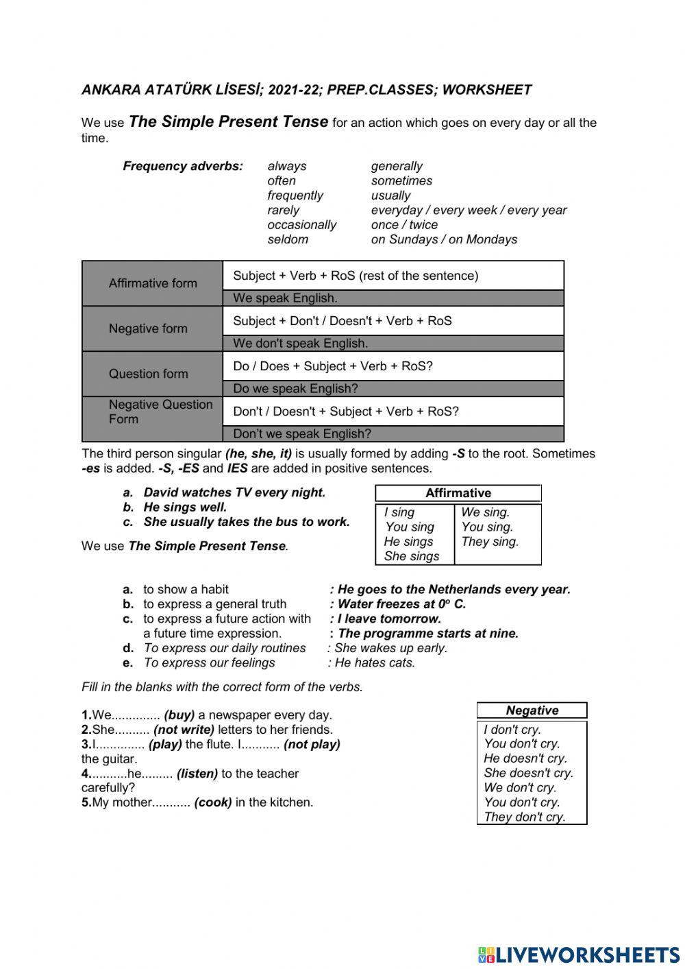 The Simple Present Tense