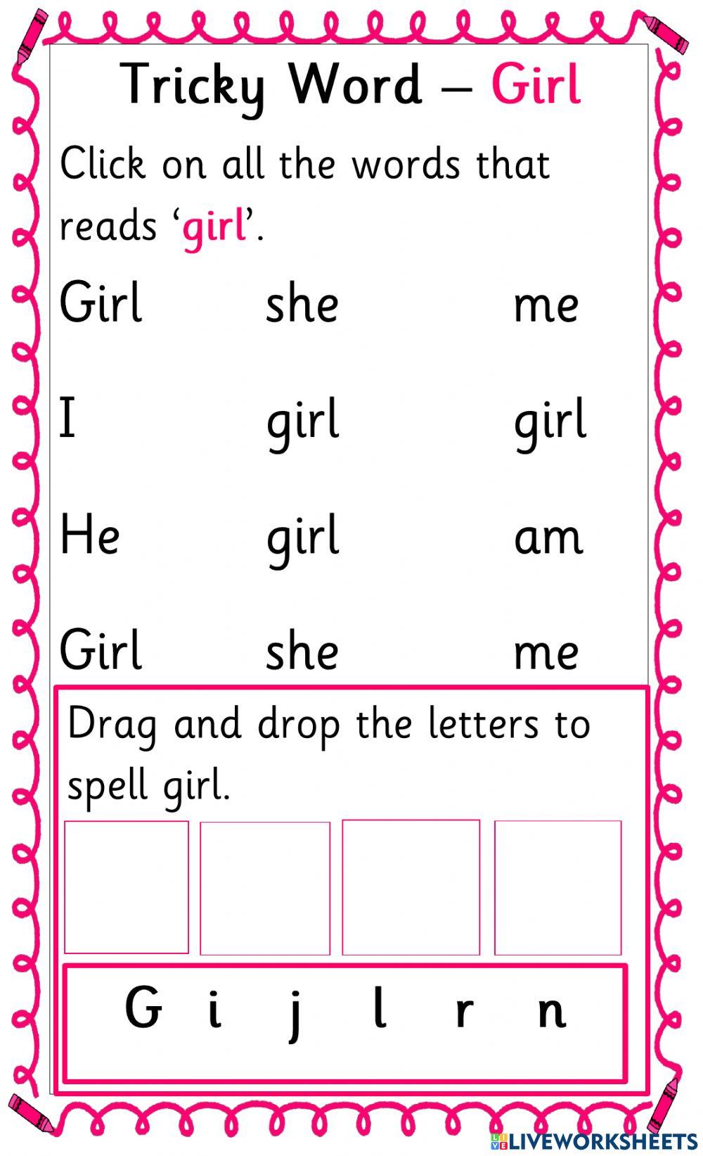 Sight word - girl