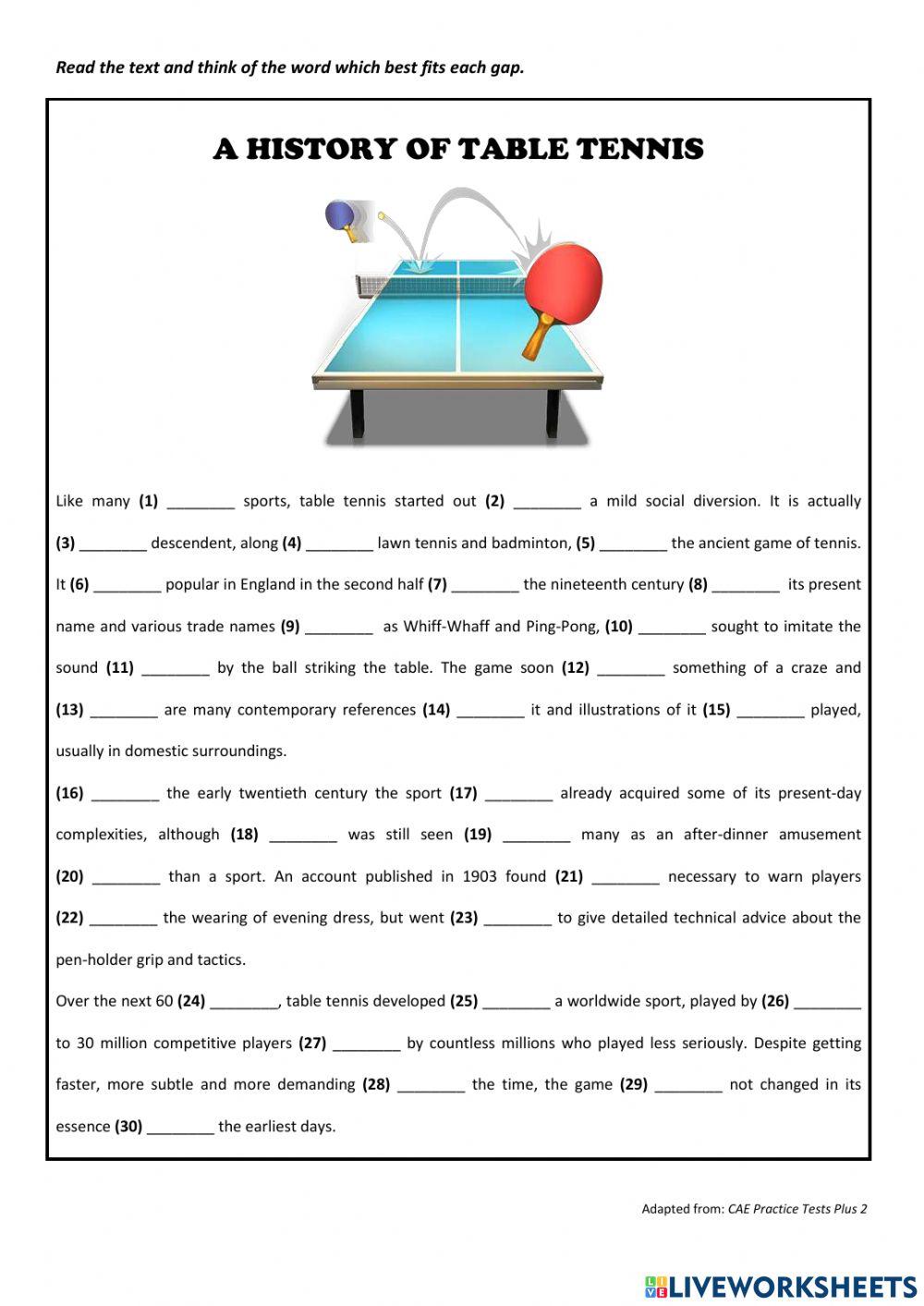 A History of Table Tennis