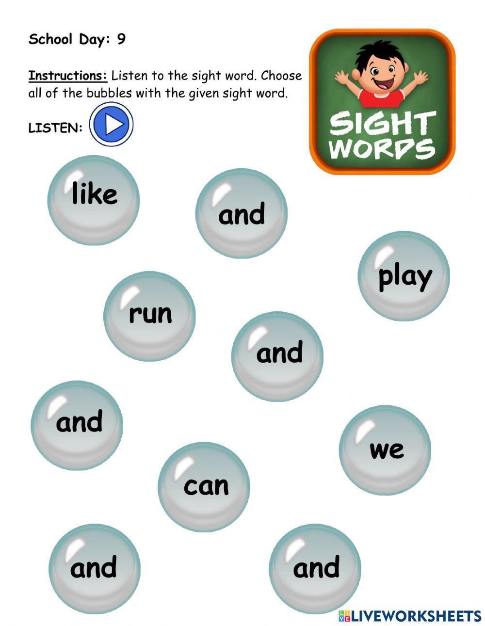 Sight word: and