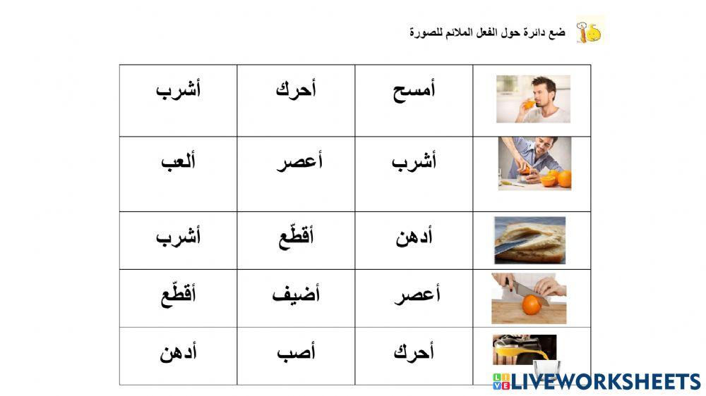 اشر الى الفعل المناسب