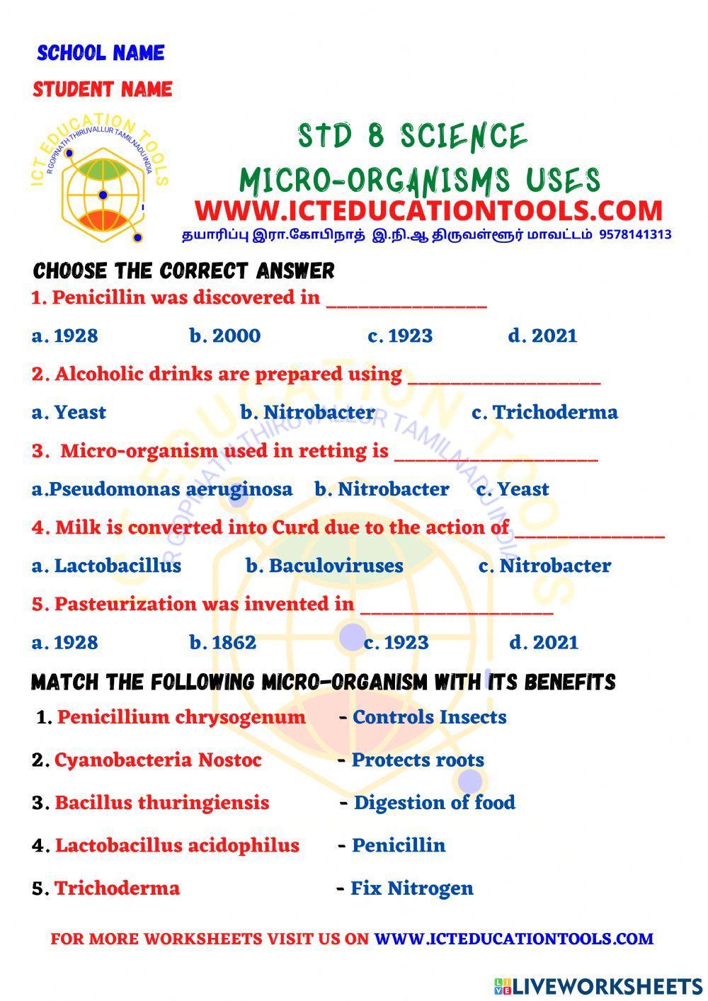 Std 8 science microorganisms tamil med
