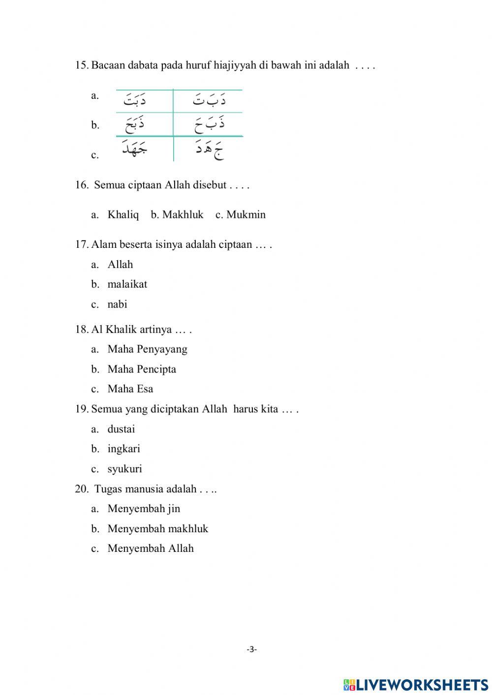 PTS Agama Islam Kelas 2