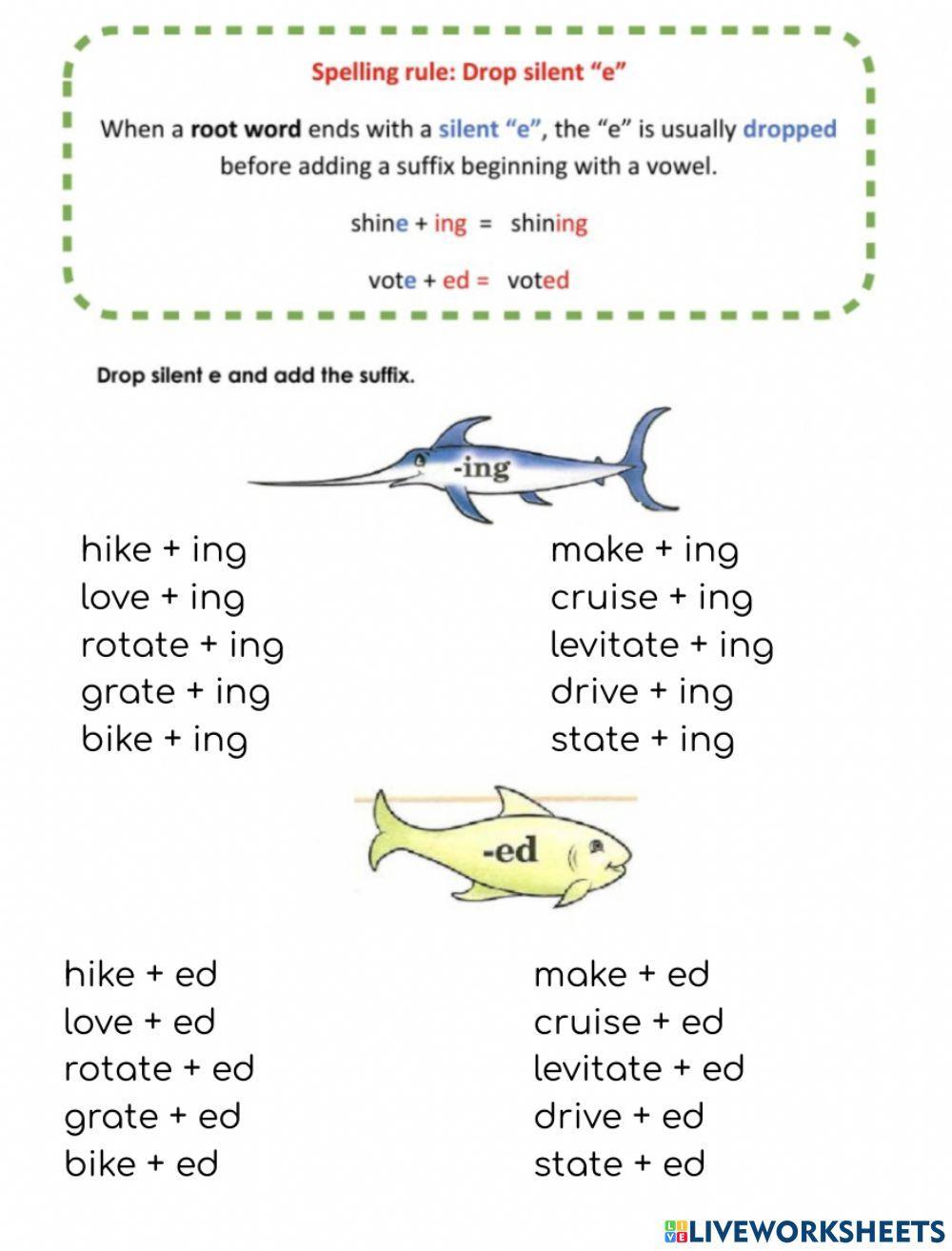 Adding ing and ed suffix