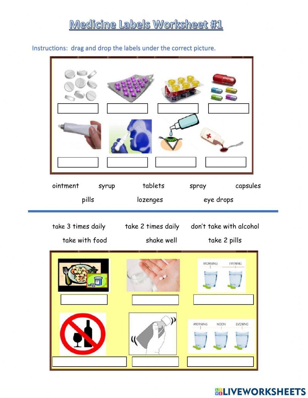Medicine Labels Worksheet 1