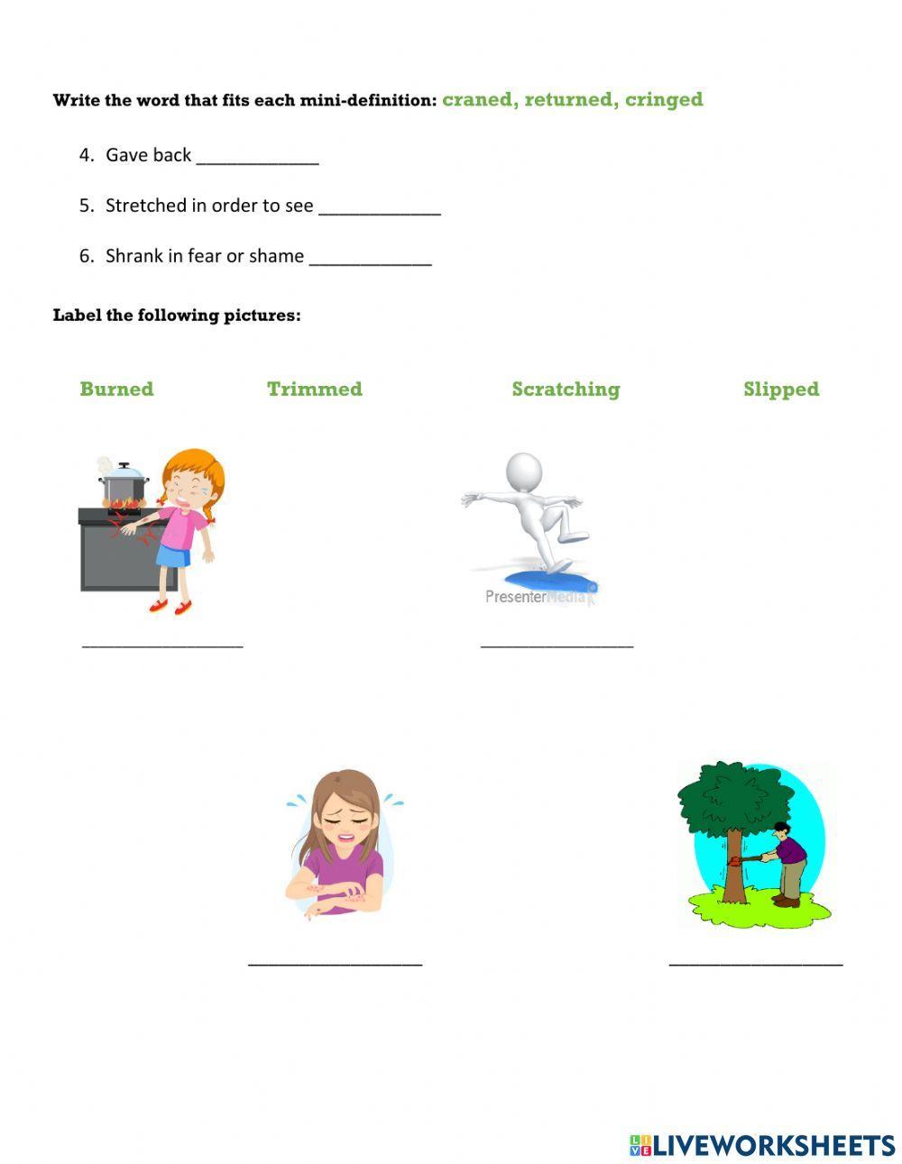 Words with Inflections ed and ing worksheet | Live Worksheets