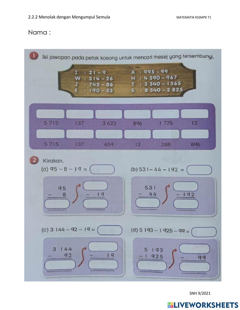 Tolak dengan mengumpul semula