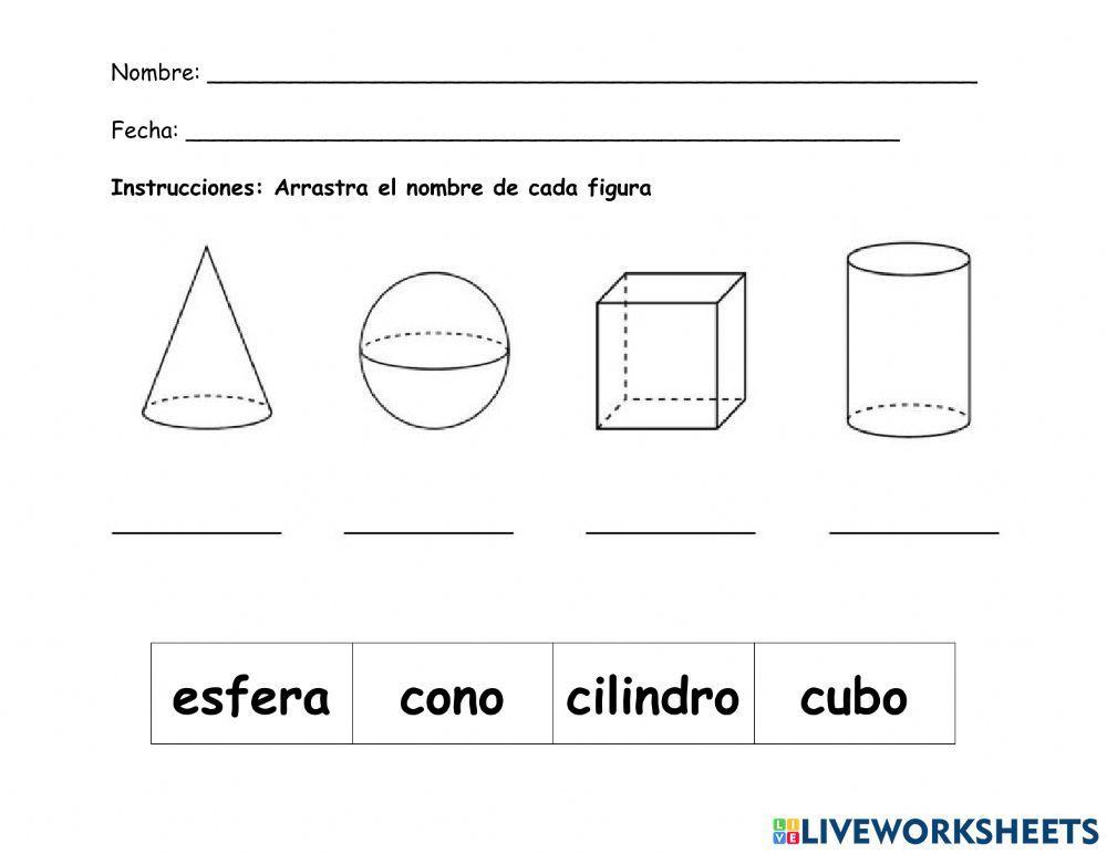 Cubo-esfera-cono-cilindro 2 worksheet | Live Worksheets