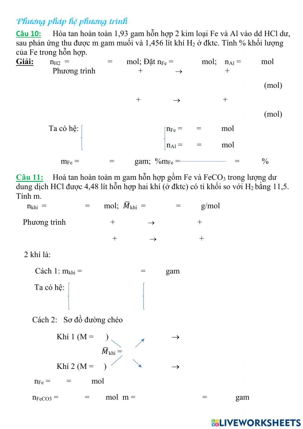 Ôn tập hóa THCS tiết 6