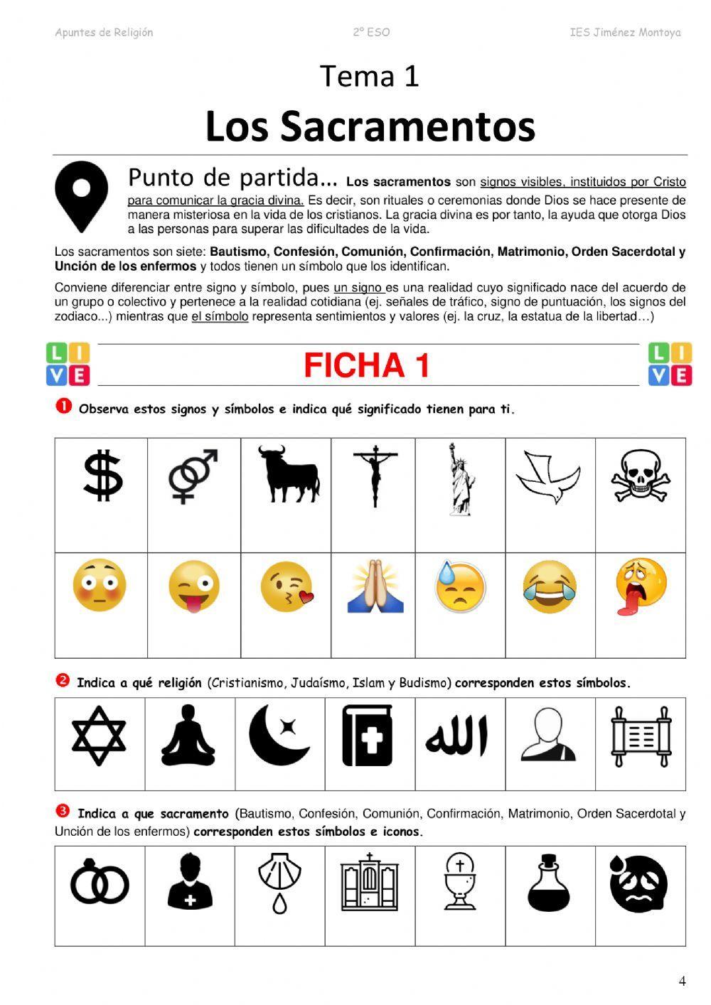 2º ESO. Tema 1. Los Sacramentos. Ficha 1-