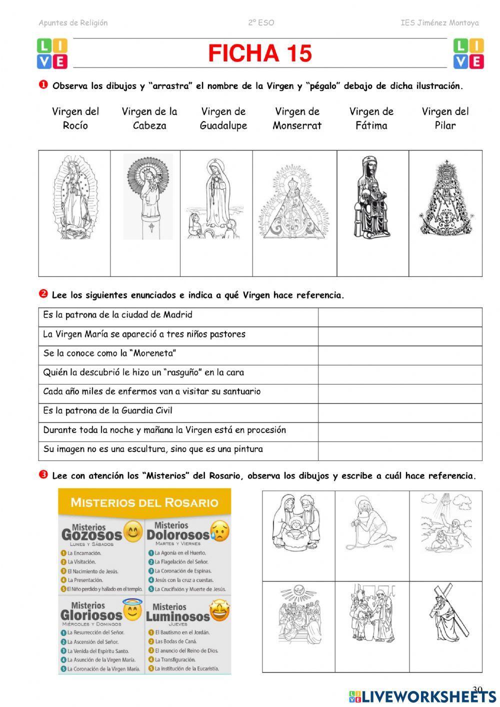 2º ESO. Tema 4. La Virgen María y los santos. Ficha 15-