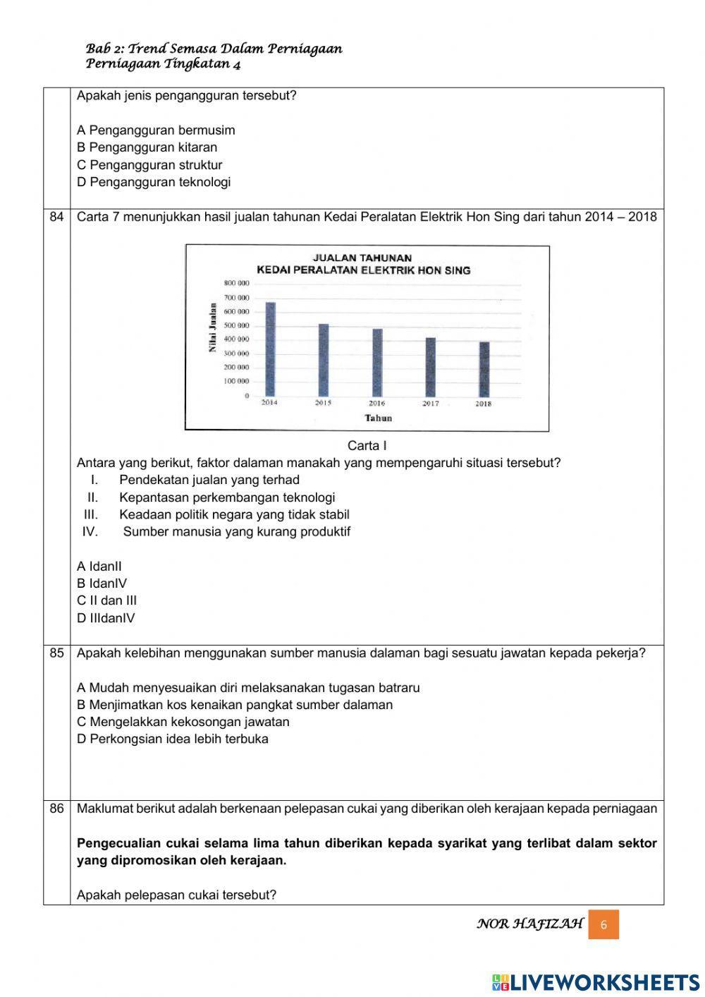 TING 4 Latihan bab 2 : trend semasa dalam perniagaan