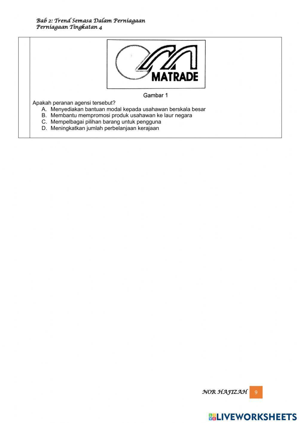 TING 4 Latihan bab 2 : trend semasa dalam perniagaan