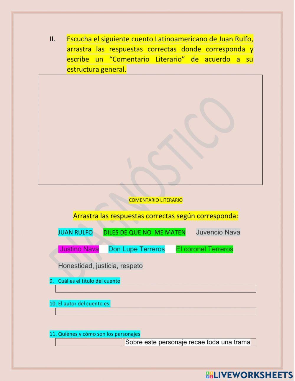 EXAMEN DIAGNÓSTICO 3ro secundaria
