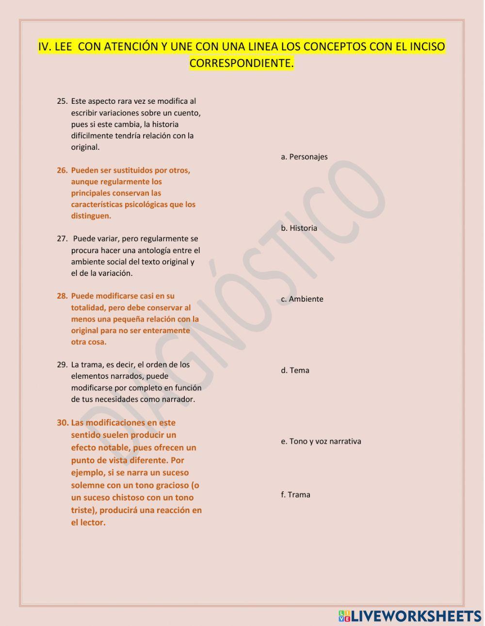 EXAMEN DIAGNÓSTICO 3ro secundaria