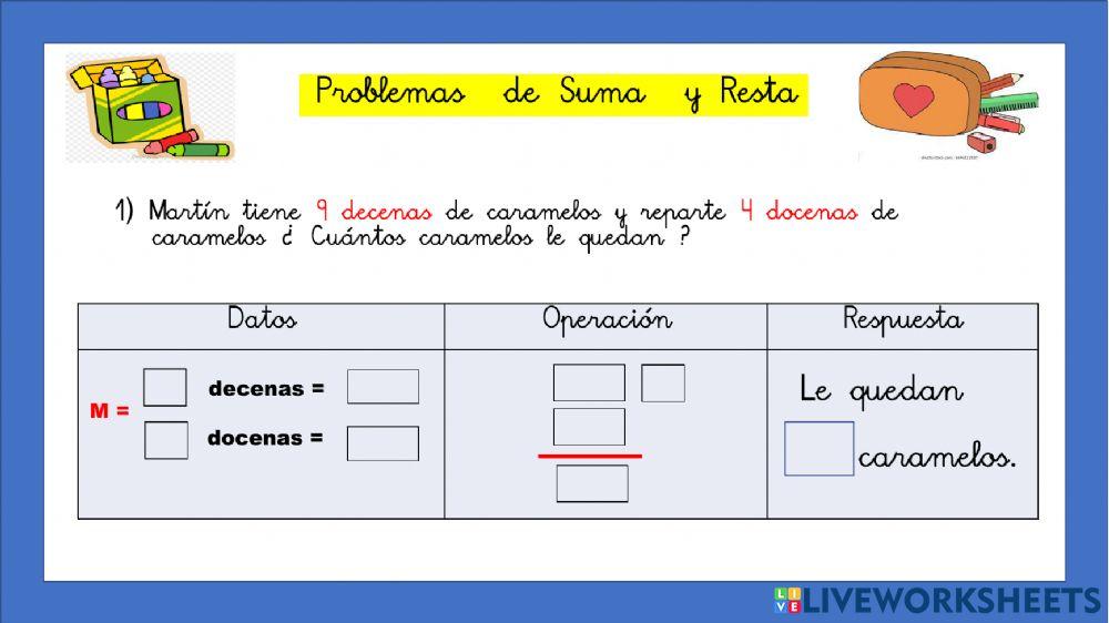 Problemas con decenas y docenas