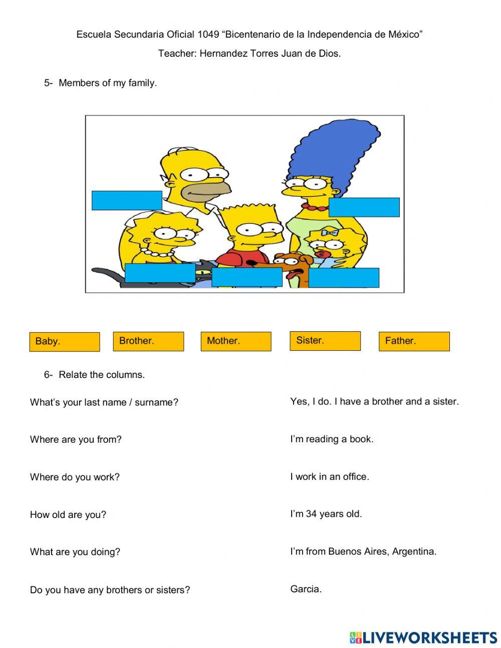 Test Diagnostico Ingles 2do Secundaria