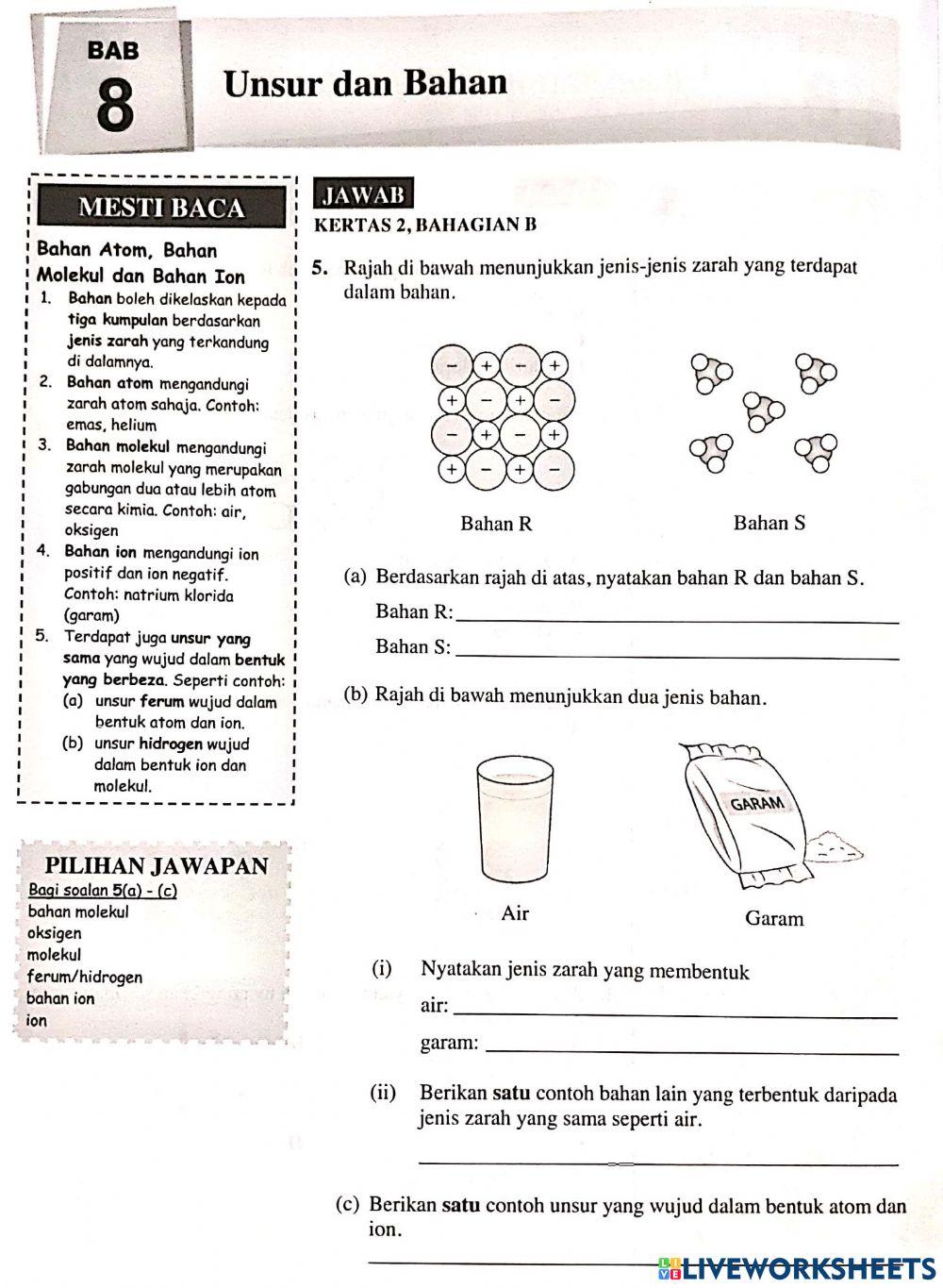 Bab 8 Unsur dan bahan