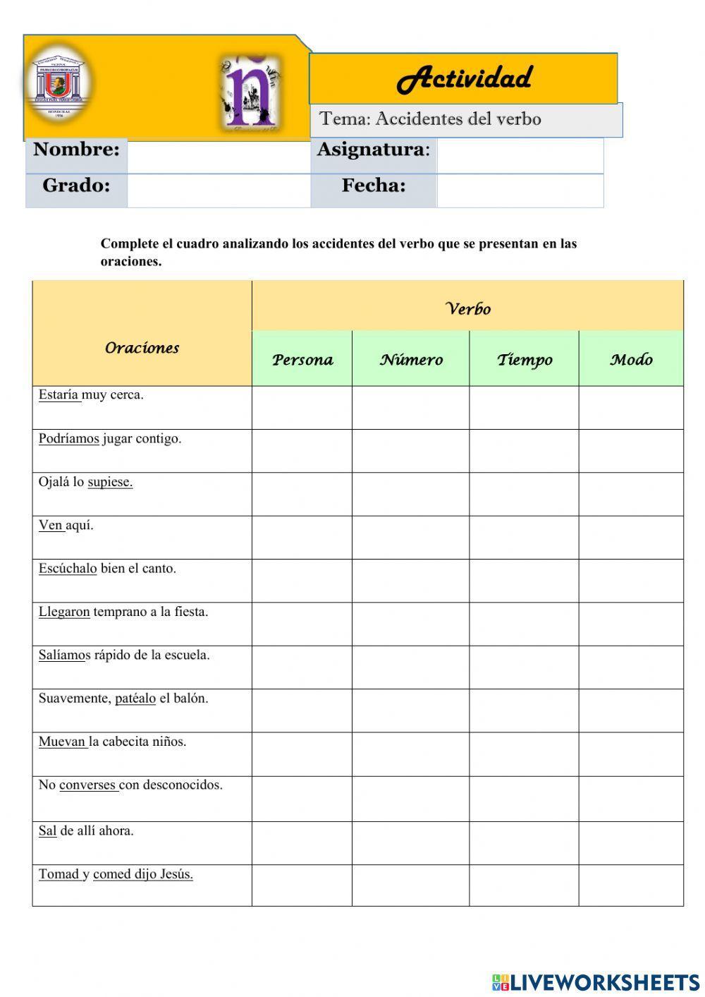 Accidentes del verbo