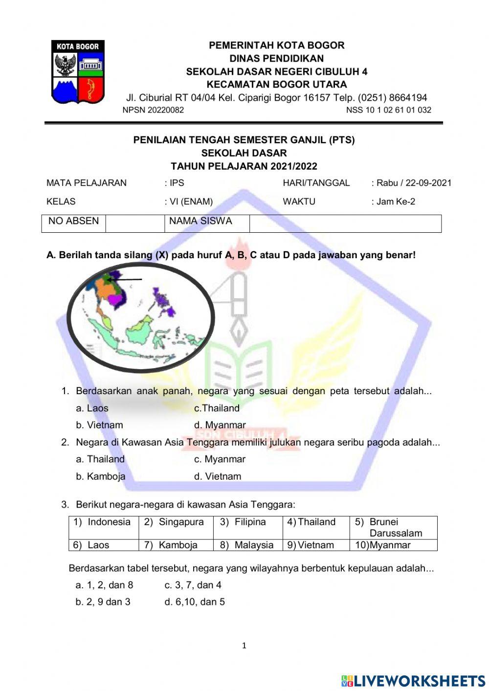 PTS Ganjil Muatan Pelajaran IPS PTS Ganjil Muatan Pelajaran IPS