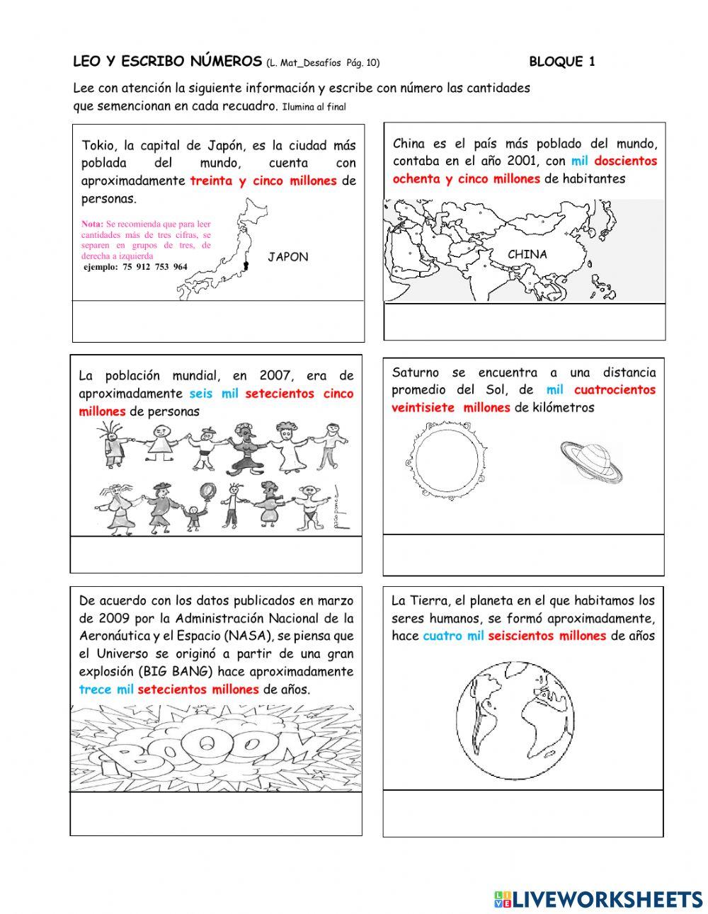 Leo y escribo números.