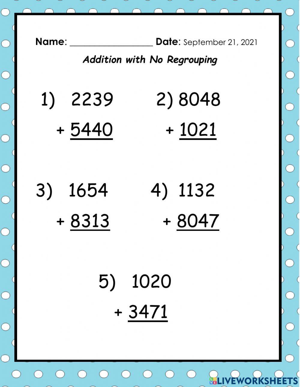 Addition with No Regrouping