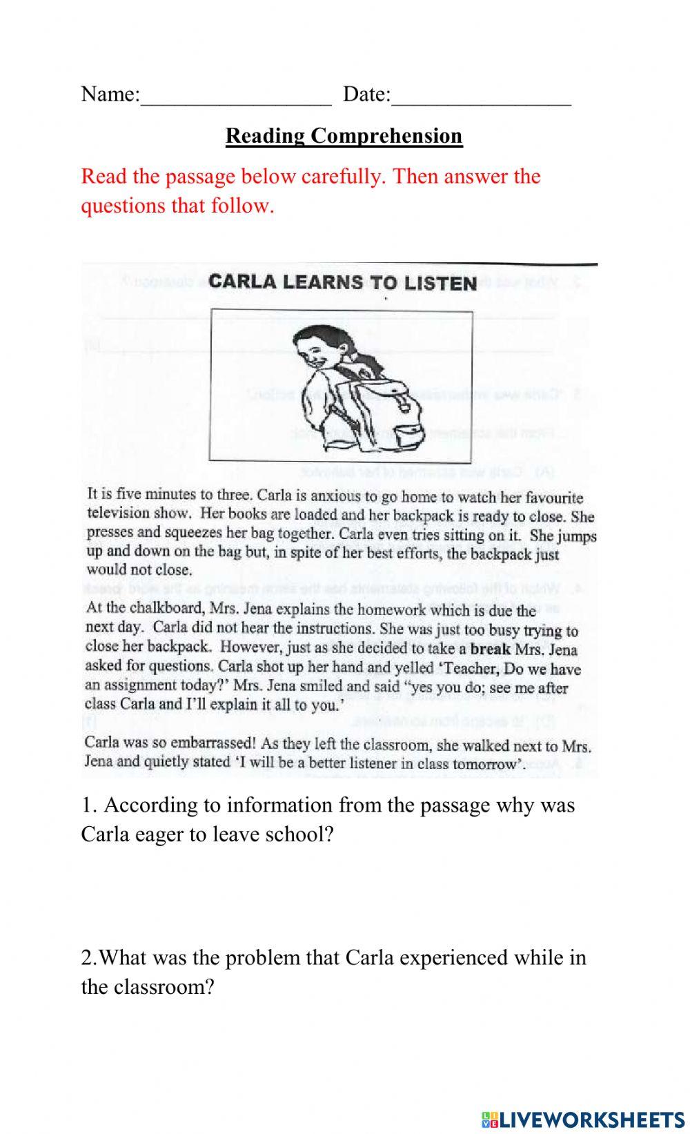 Reading Comprehension Plot and Theme