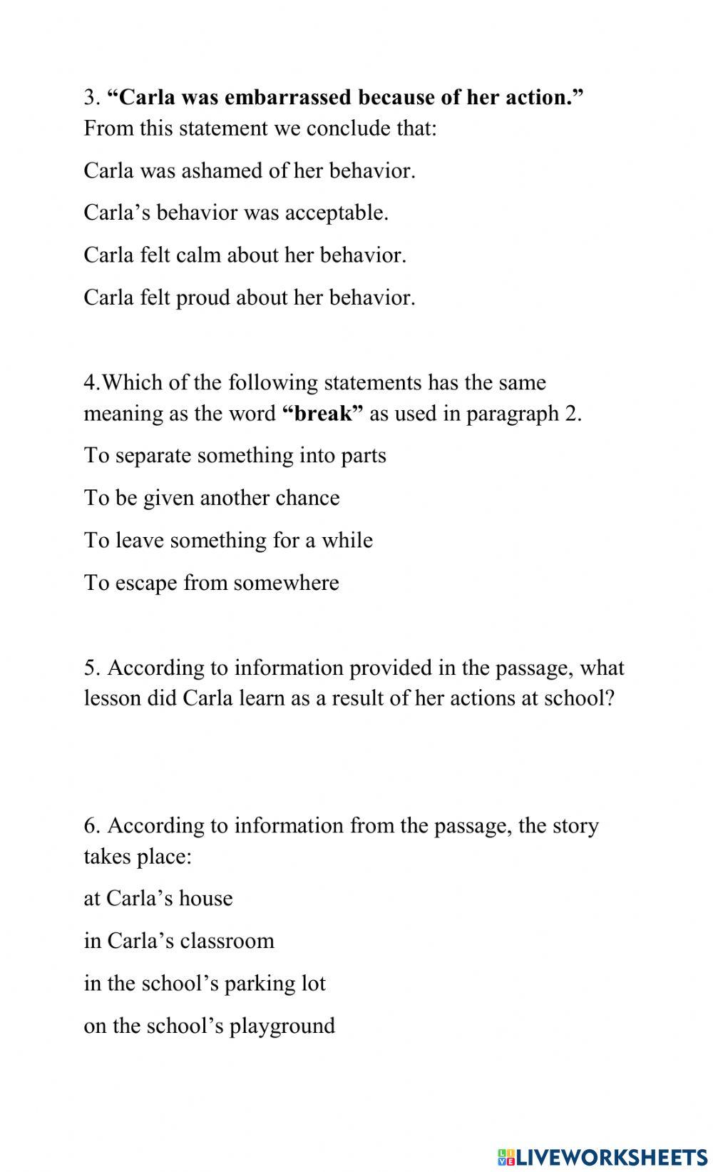 Reading Comprehension Plot and Theme
